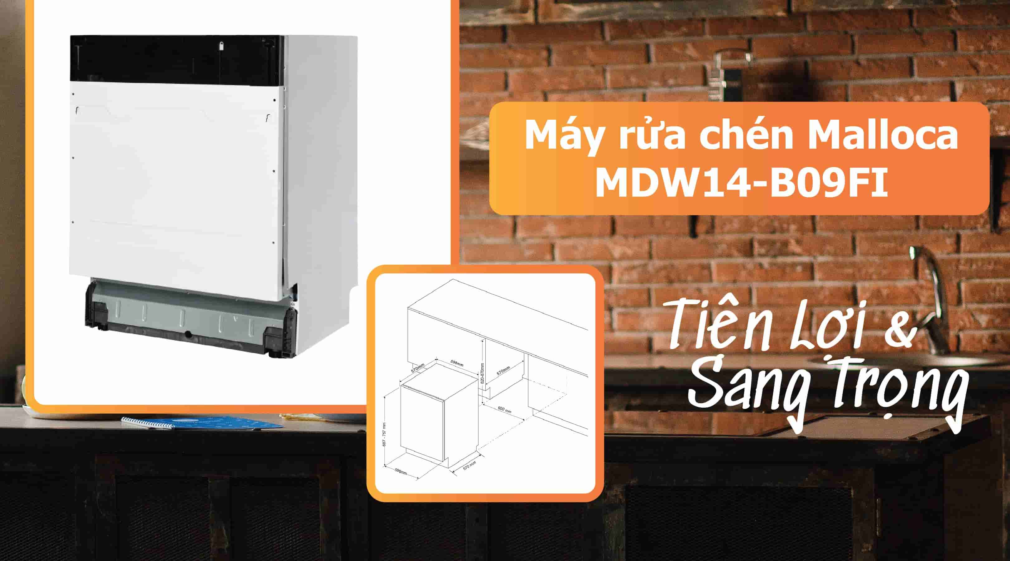 Máy rửa chén Malloca MDW14-B09FI